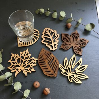 Wooden Leaves Coaster Set, 2 of 6