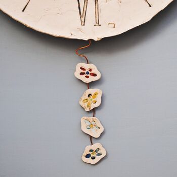 Large Pendulum Wall Clock. Roman Numerals And Flowers, 3 of 6