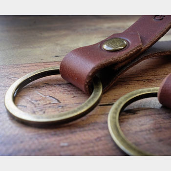 Set Of Two Personalised Italian Leather Keyrings, 2 of 3