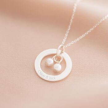 Family Eternal Ring And Pearl Personalised Necklace, 2 of 10