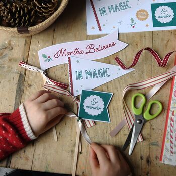 Personalised Believe In Magic Christmas Flags Card, 9 of 12