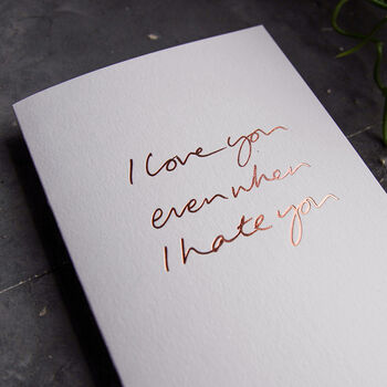 I Love You Even When I Hate You Luxury Card, 2 of 3
