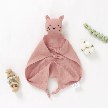 Cat Organic Cotton Muslin Baby Comforter Blanket, 3 of 6