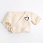 Embroidered Baby Ballet Cardigan Knitting Kit Natural Cream And Granite, thumbnail 2 of 9