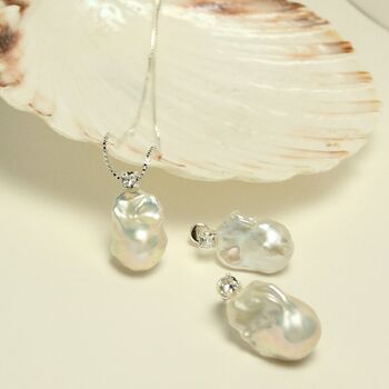 Gleaming Baroque Pearl Silver Earrings, 2 of 7