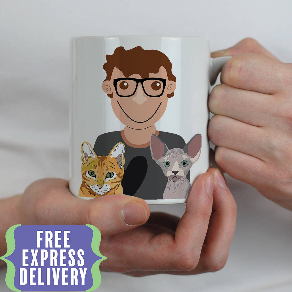Personalised Cat Dad And His Moggy Mug, 1 of 12