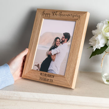 Personalised 5th Anniversary Wood Gift Photo Frame, 2 of 2