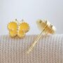 Enamel Butterfly Stud Earrings In Gold Plating, thumbnail 7 of 7