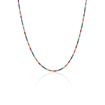 Rainbow Colourful Sterling Silver Tennis Necklace, 5 of 5