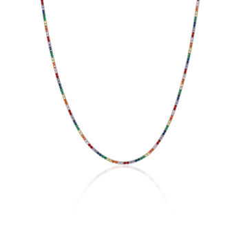 Rainbow Colourful Sterling Silver Tennis Necklace, 7 of 7