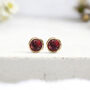 Yellow Gold Plated January Garnet Birthstone Stud Earrings, thumbnail 3 of 8