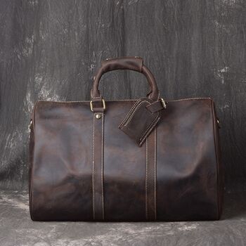 Vintage Leather Weekend Bag, 11 of 12