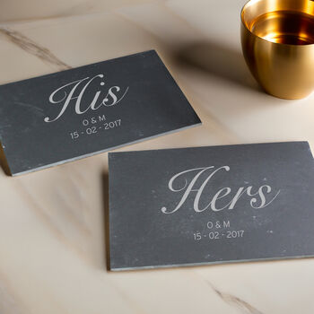 Personalised His And Hers Slate Placemat, 3 of 4
