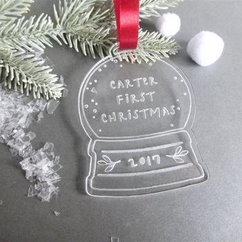 First Christmas Personalised Snow Globe Decoration, 2 of 2