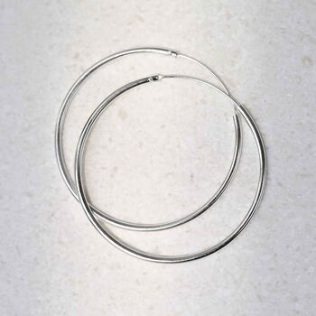 Sterling Silver 5cm Hoop Earrings, 3 of 5