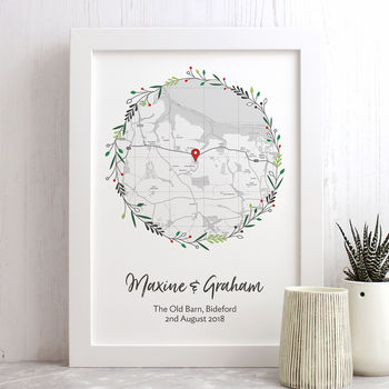 Personalised Map Print For Wedding / Engagement Etc, 2 of 6