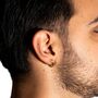 Gold Plated Micro Huggie Hammered Hoop Earring For Men, thumbnail 4 of 12