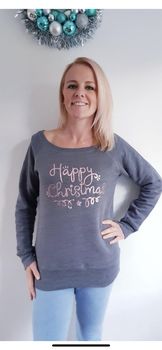 Merry Christmas Rose Gold Slouch Jumper, 3 of 4