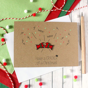 Merry Christmas Card With Christmas Cracker, 3 of 3