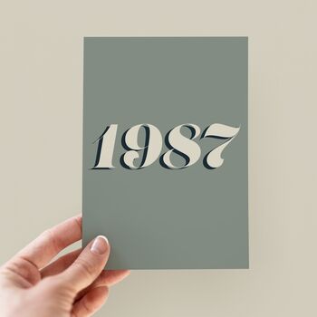 Personalised Retro Year Typography Greetings Card, 6 of 9