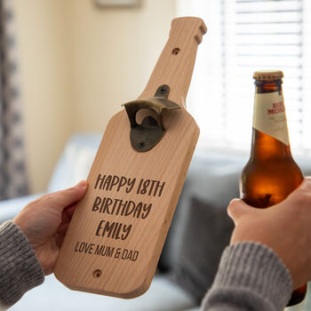 Personalised Wall Mounted Bottle Opener Happy 18th Birthday Gift, 4 of 6