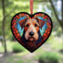 Airedale Terrier Stained Glass Effect Heart Suncatcher, thumbnail 5 of 6