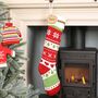 Christmas Joy Personalised Knitted Stockings, thumbnail 5 of 9