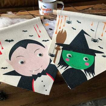 Halloween Flags With Glow In The Dark Wobbly Eyes, 2 of 3