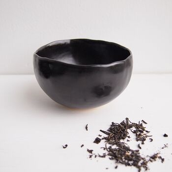Handmade Black Satin Ceramic Tea Bowl / Ring Dish, 2 of 7