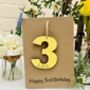Personalised 3rd Third Birthday Card Wooden Three Gift, thumbnail 2 of 6