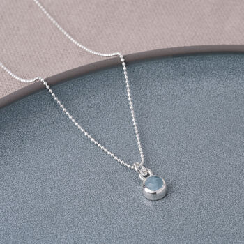 Gem Dot Aquamarine March Birthstone Necklace, 2 of 4