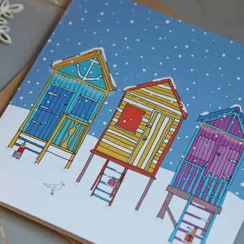 Wells Beach Huts Christmas Card, 3 of 3