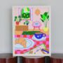 Cheerful Morning Coffee And Croissant Print For Coffee Lovers, thumbnail 1 of 3