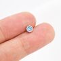 Sterling Silver Dotted Bezel Birthstone Stud Earrings, thumbnail 7 of 12