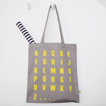 Alphabet Print Organic Tote Bag, 2 of 4