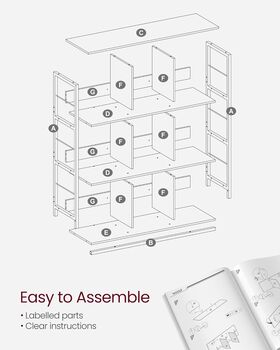 Three Tier Bookcase Display Rack Industrial Bookshelf, 9 of 12