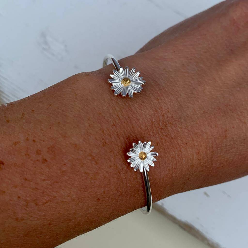Sterling Silver Daisy Bangle By Nest