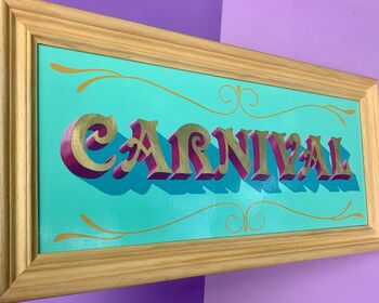 'Carnival' Gold Leaf Typography Wall Art Sign, 11 of 11