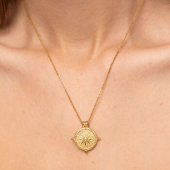 Sun Round Coin Pendant Necklace, 3 of 5