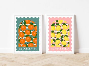 La Dolce Vita Travel Inspired Oranges And Lemons Prints, 2 of 12