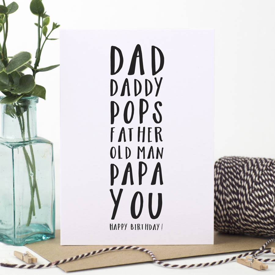 dad's names fathers day card by russet and gray