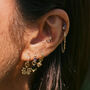 9k Solid Gold Diamond Starburst Huggie Hoop Earring, thumbnail 2 of 2