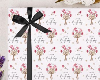 Three Sheets Of August Birth Month Birthday Wrapping Paper, 2 of 2