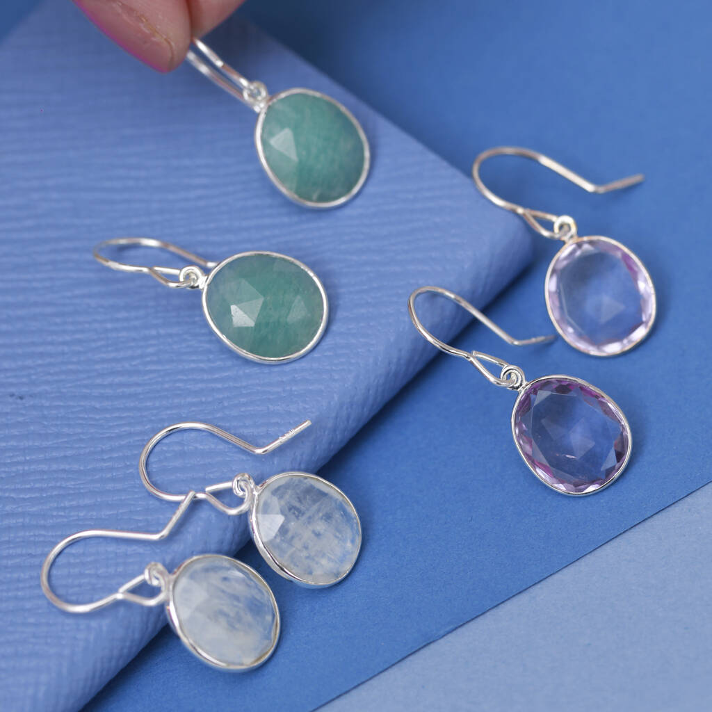 Sterling Silver Gemstone Drop Earrings By Holly Blake
