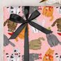 Three Sheets Of Pink Christmas Cats Wrapping Paper, thumbnail 1 of 2