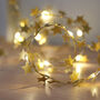 Indoor 40 Warm White Micro LED Gold Fabric Star Garland String Fairy Lights Battery Operated With Timer 180cm, thumbnail 1 of 4