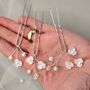 White Floral Bridal Hair Pins Set Of Three, thumbnail 3 of 12