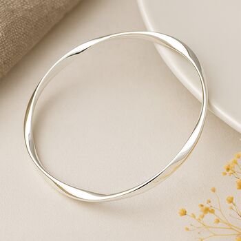 Sterling Silver Soft Twist Bangle Bracelet, 2 of 7
