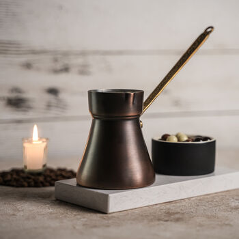 Handcrafted Solid Copper Coffee Pot, Heavy Duty Turkish Coffee Maker, 6 of 12