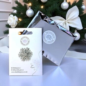 Sparkling Austrian Crystal Winter Snowflake Christmas Brooch, 2 of 10
